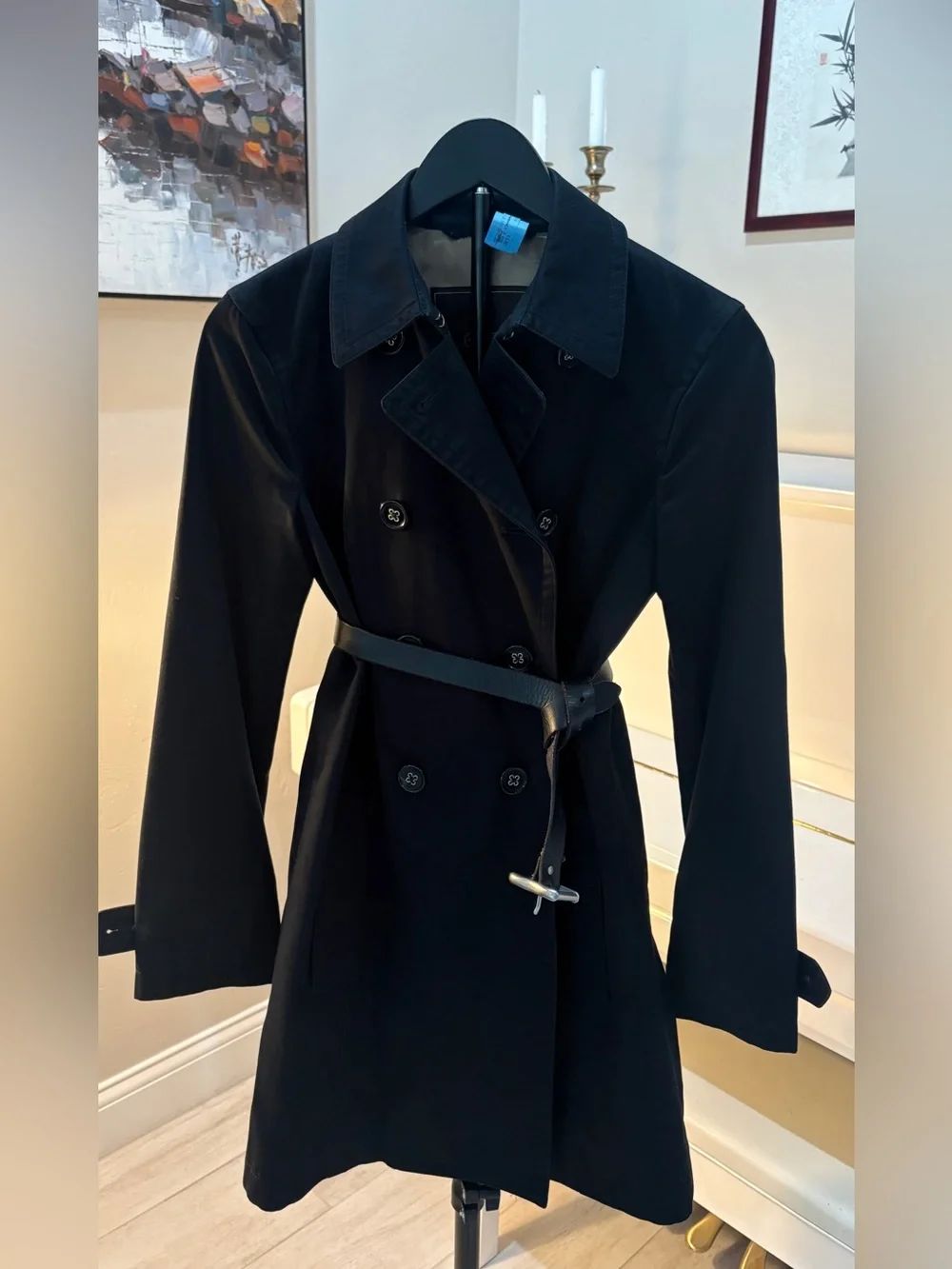 Coach black double-breasted trench coat